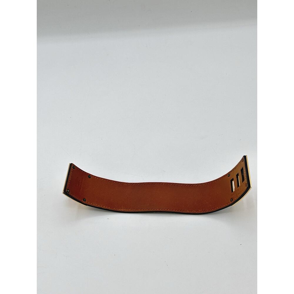Authentic Hermes Kelly Bangle Bracelet Black Leather Gold Metal Accessory France - Picture 4 of 8